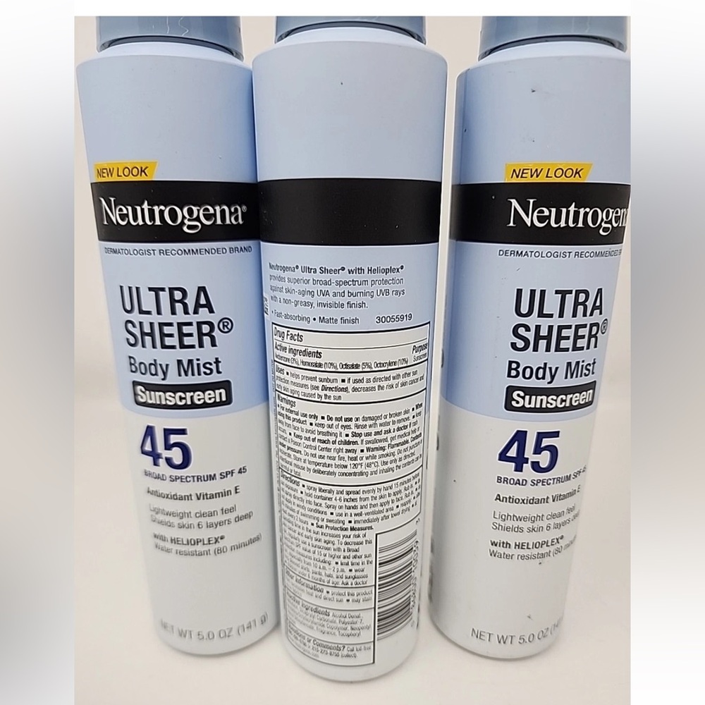 Neutrogena Sheer Body Mist Sunscreen SPF 45 5oz Weightless 3PACK 11/26 - Picture 3 of 3